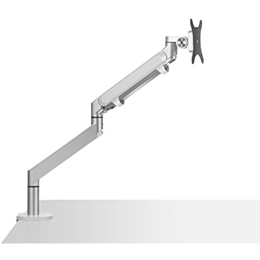 ThingyClub® Single Gas Spring LCD Arm Desk VESA Bracket & Monitor Arm Stand for 10"-27" Screens: Tilt up 90° /down 85°, Swivel left/right 180°, 360° Rotation (Single Arm - Silver)