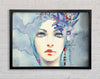Blue Face Woman Watercolour Framed Wall Art