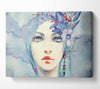 Blue Face Woman Watercolour Canvas Wall Art