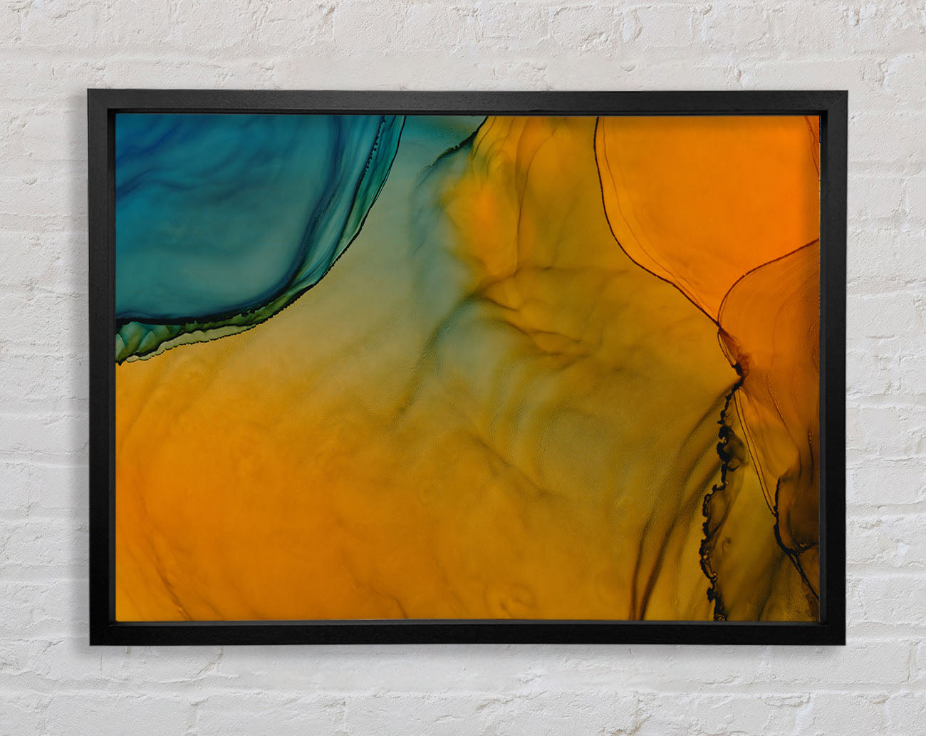 Blue And Yellow Flow Framed Wall Art