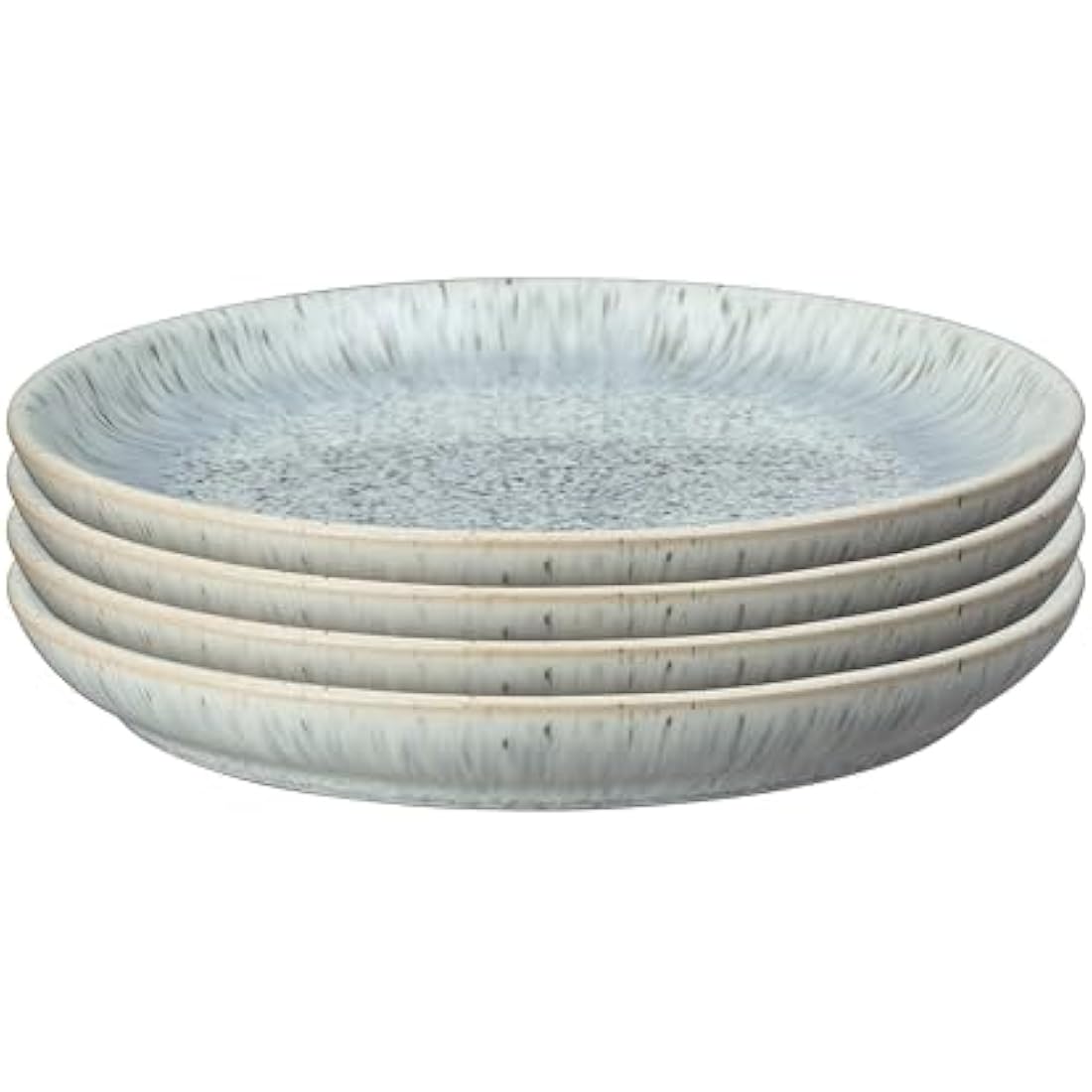Denby - Halo Speckle Dinner Plates Set of 4 - Grey, Neutral Patterned Coupe Dishwasher Microwave Safe Crockery 26cm - Glazed Ceramic Stoneware Tableware - Chip & Crack Resistant