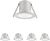 Fire Rated Downlights, Matt White Slimline Bathroom/Shower IP65 Ceiling Lights, LED Cool White 4000K, 8.5W 820 Lumens, 60 Degree Beam Angle, Long-Life 25,000 Hours - Pack of 4
