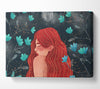 Red Haired Girl Flowers Canvas Wall Art