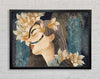 Cream Flowers Woman Framed Wall Art