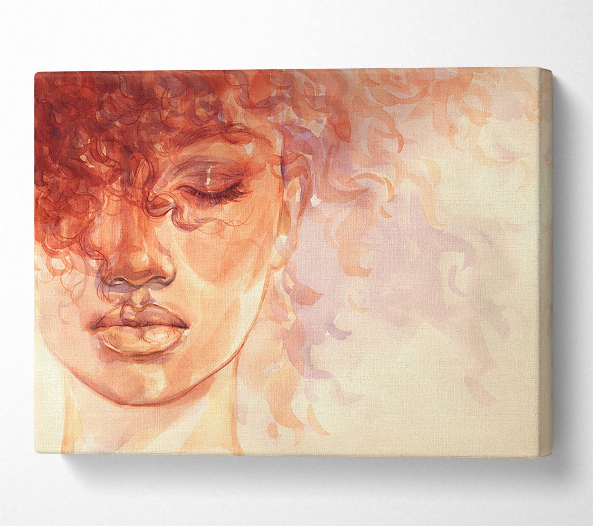 Orange Portrait Of Watercolour Canvas Wall Art