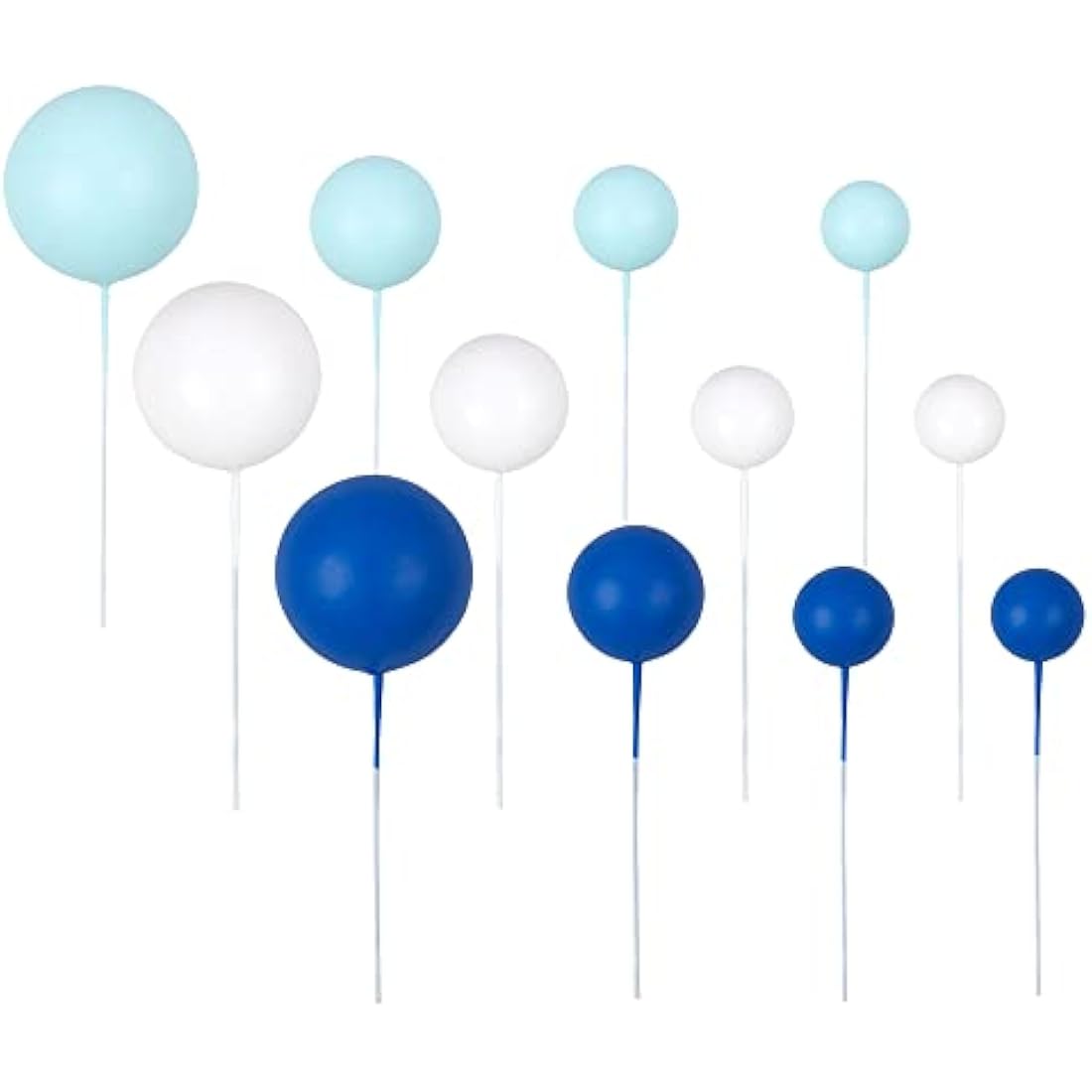 Gyufise 30Pcs Ball Cake Picks Colorful Ball Shaped Cake Topper Mini Balloons Pearl Balls Cupcake Picks Ball Cake Insert Topper for Birthday Party Wedding Decoration Supplies Blue White Dark Blue