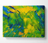 Green On Yellow Flat Brush Trokes Canvas Wall Art