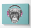 Chimpanzee Headphone Dj Canvas Wall Art