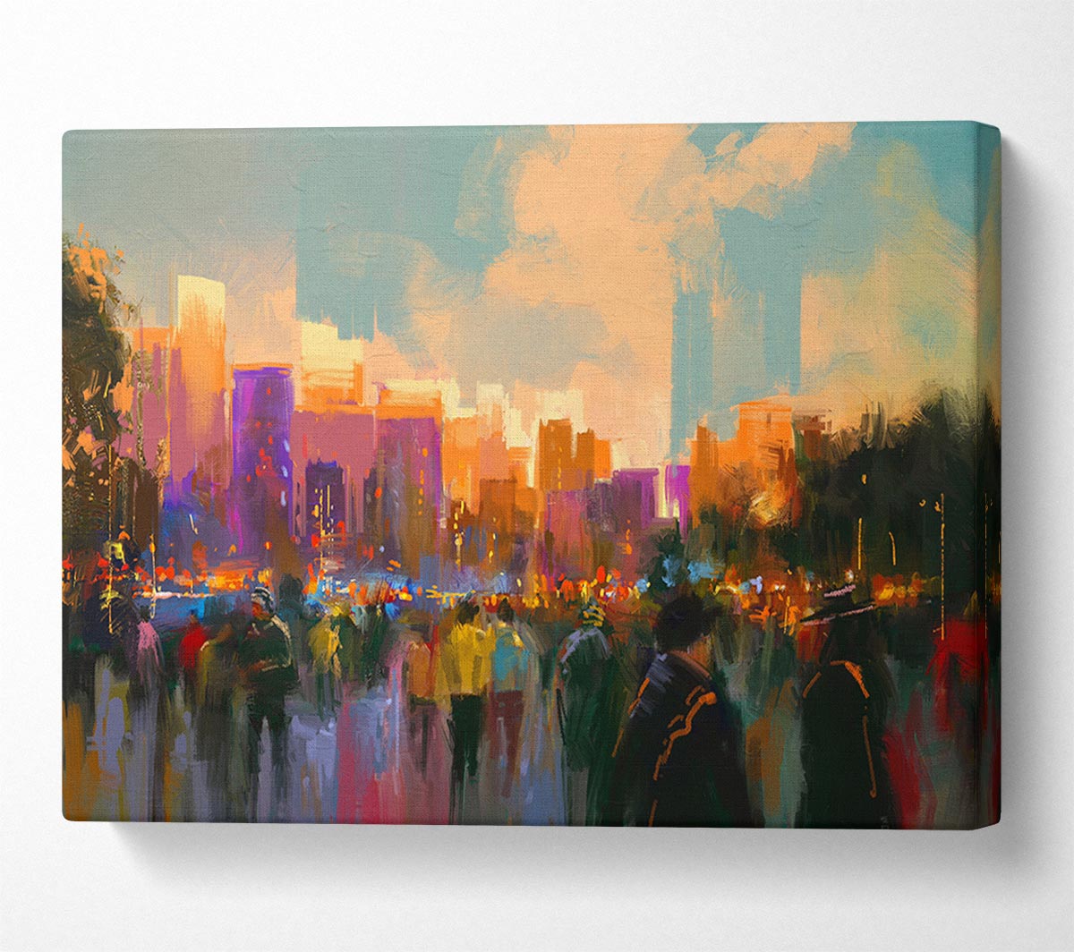 Crowds In The Streets Canvas Wall Art