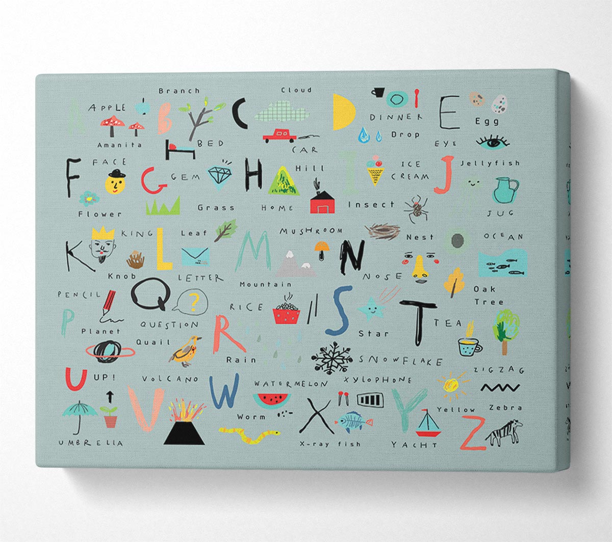 The Kids Alphabet Hand Drawn Canvas Wall Art