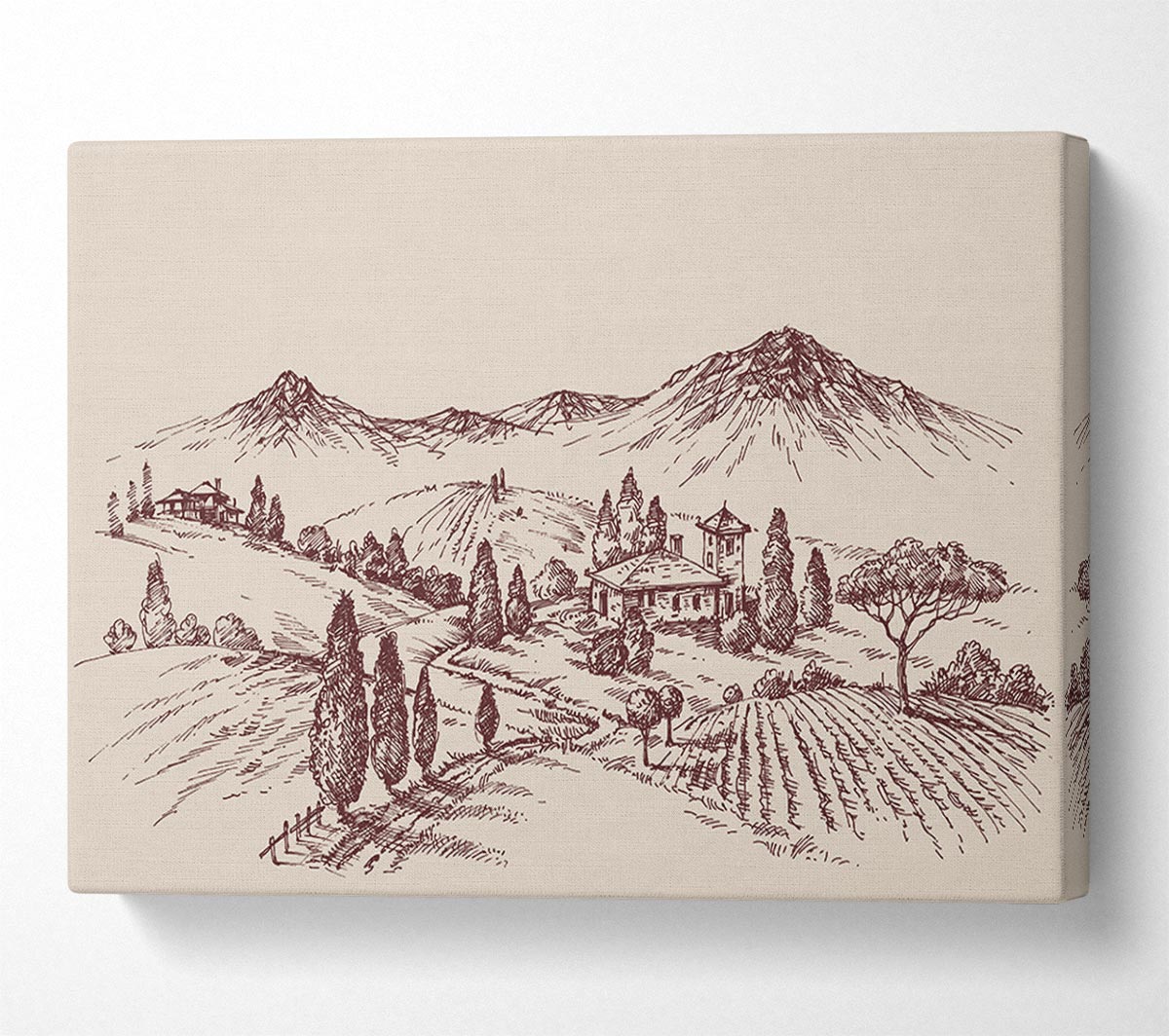 The Sepia Mountain Range Canvas Wall Art