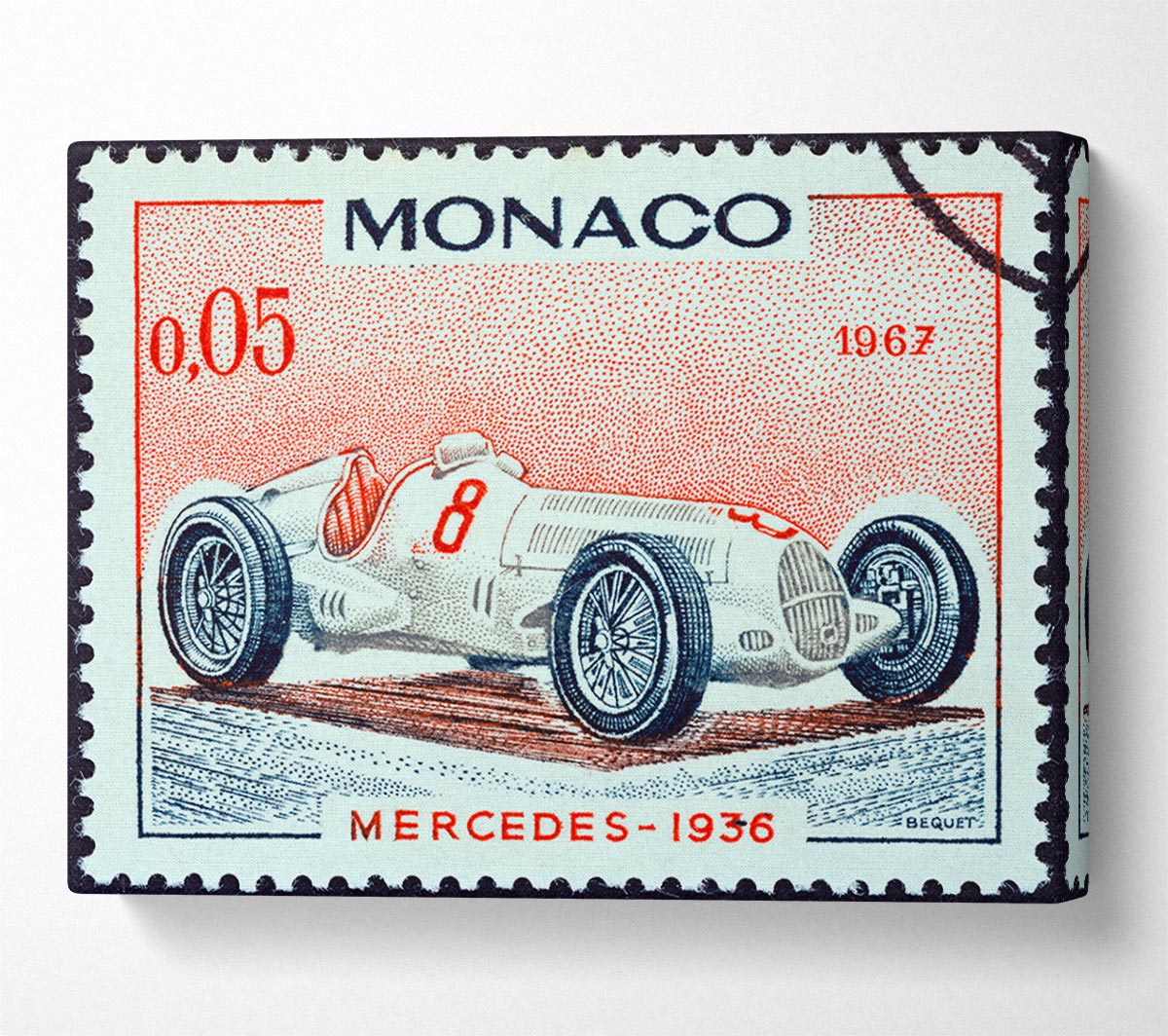 Monaco Race Stamp Canvas Wall Art