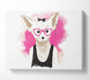 Arctic Fox Bow Pink Glasses Canvas Wall Art