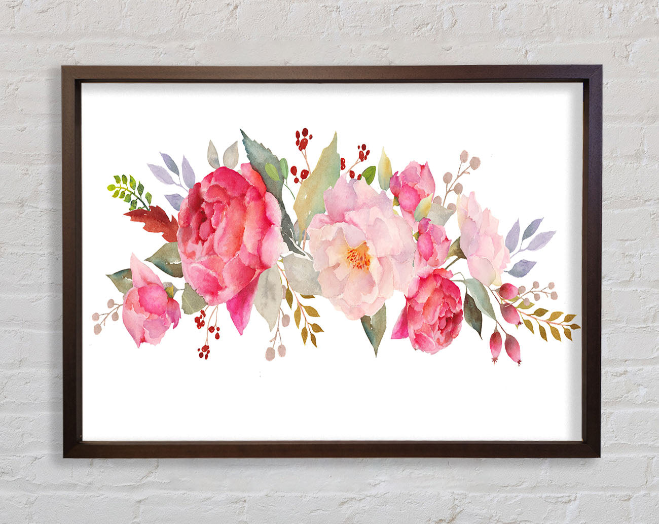 Bouquet Of Pink And Peach Flowers Framed Wall Art