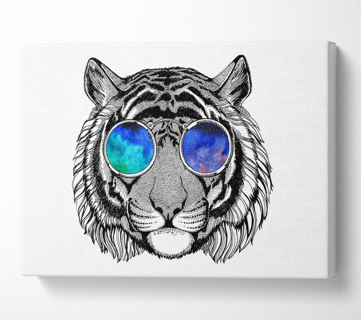 Glasses On A Tiger Hipster Canvas Wall Art