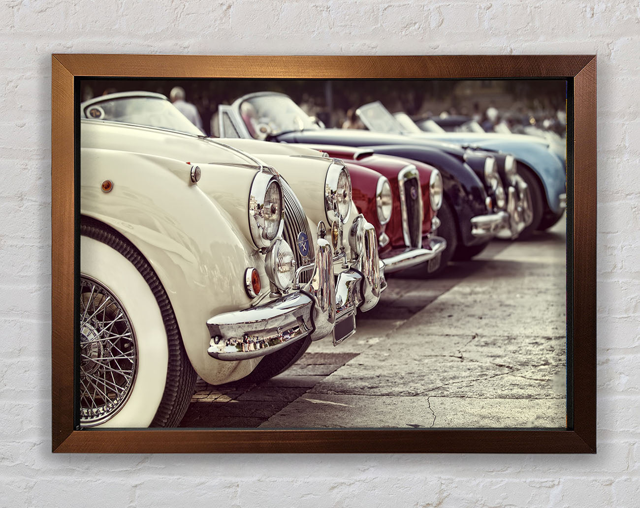 Classic Cars In A Row Framed Wall Art