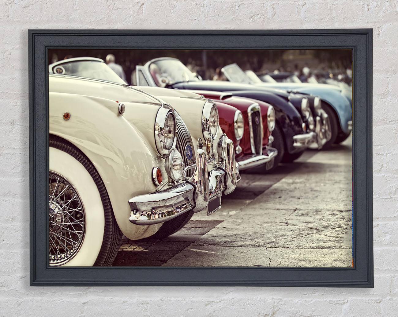 Classic Cars In A Row Framed Wall Art