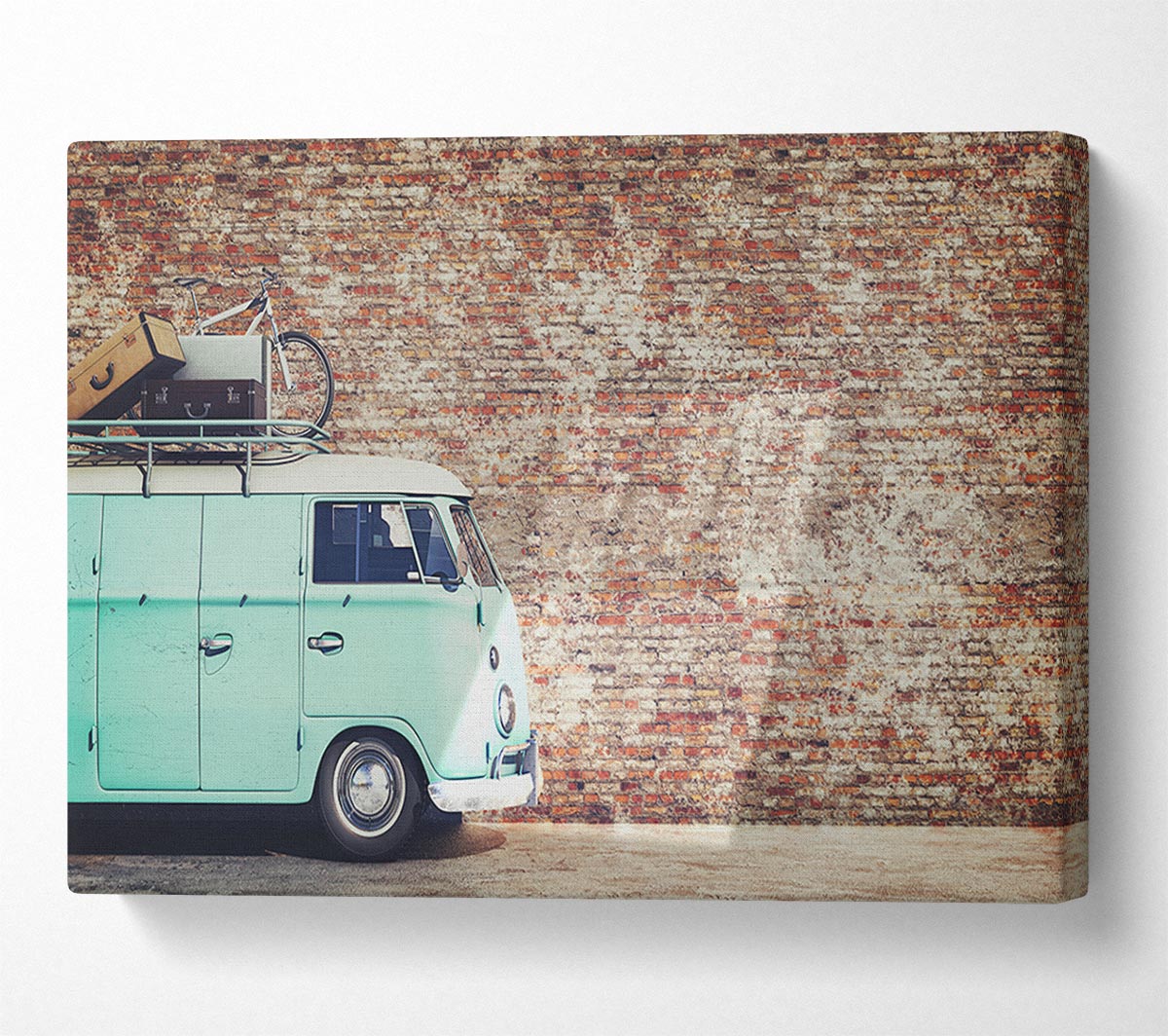 The Camper In Front Of Bricks Canvas Wall Art