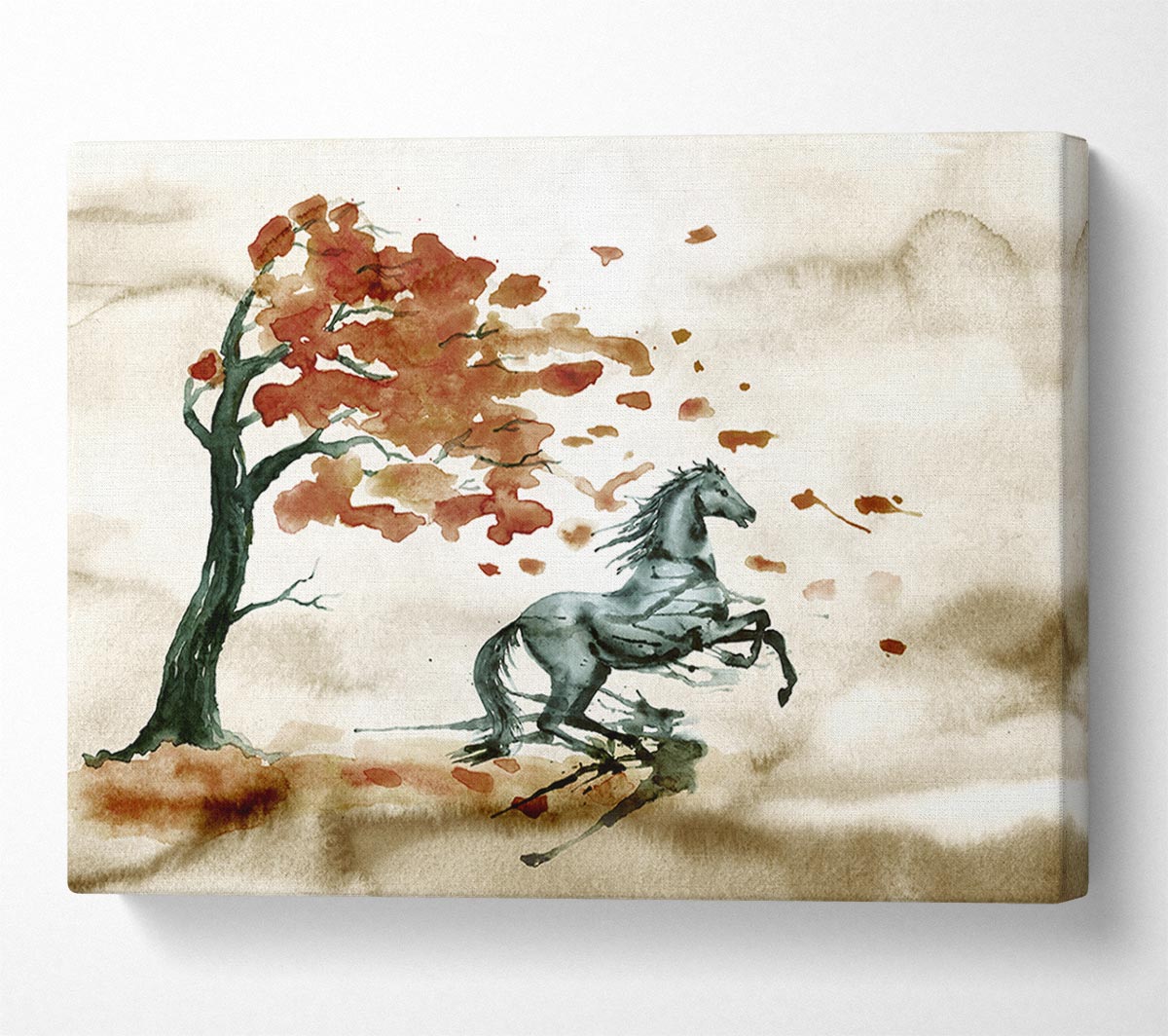 Tree Horse In The Wind Canvas Wall Art