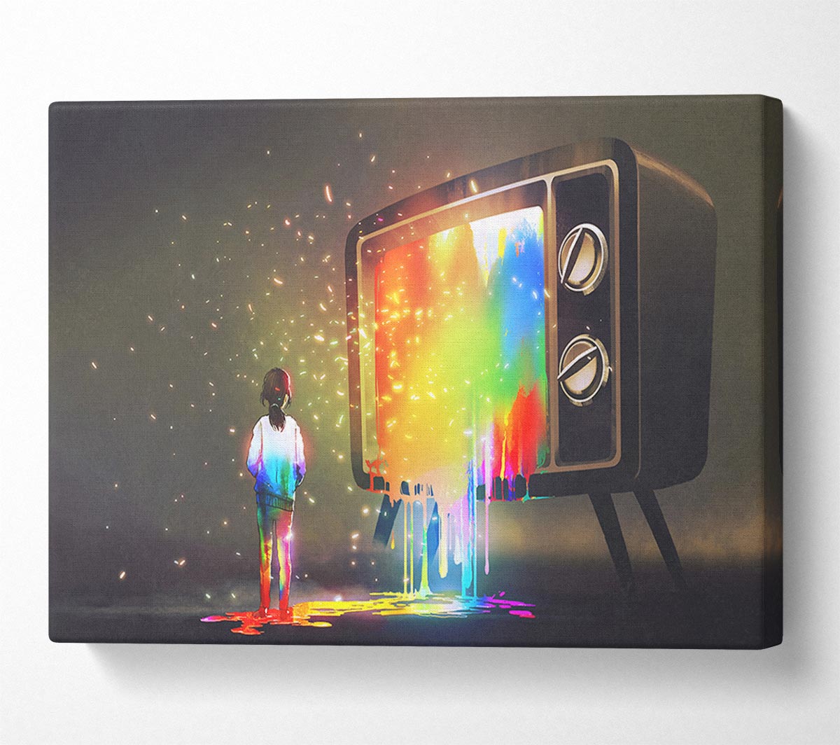 Colour Spilling Out The Tv Canvas Wall Art