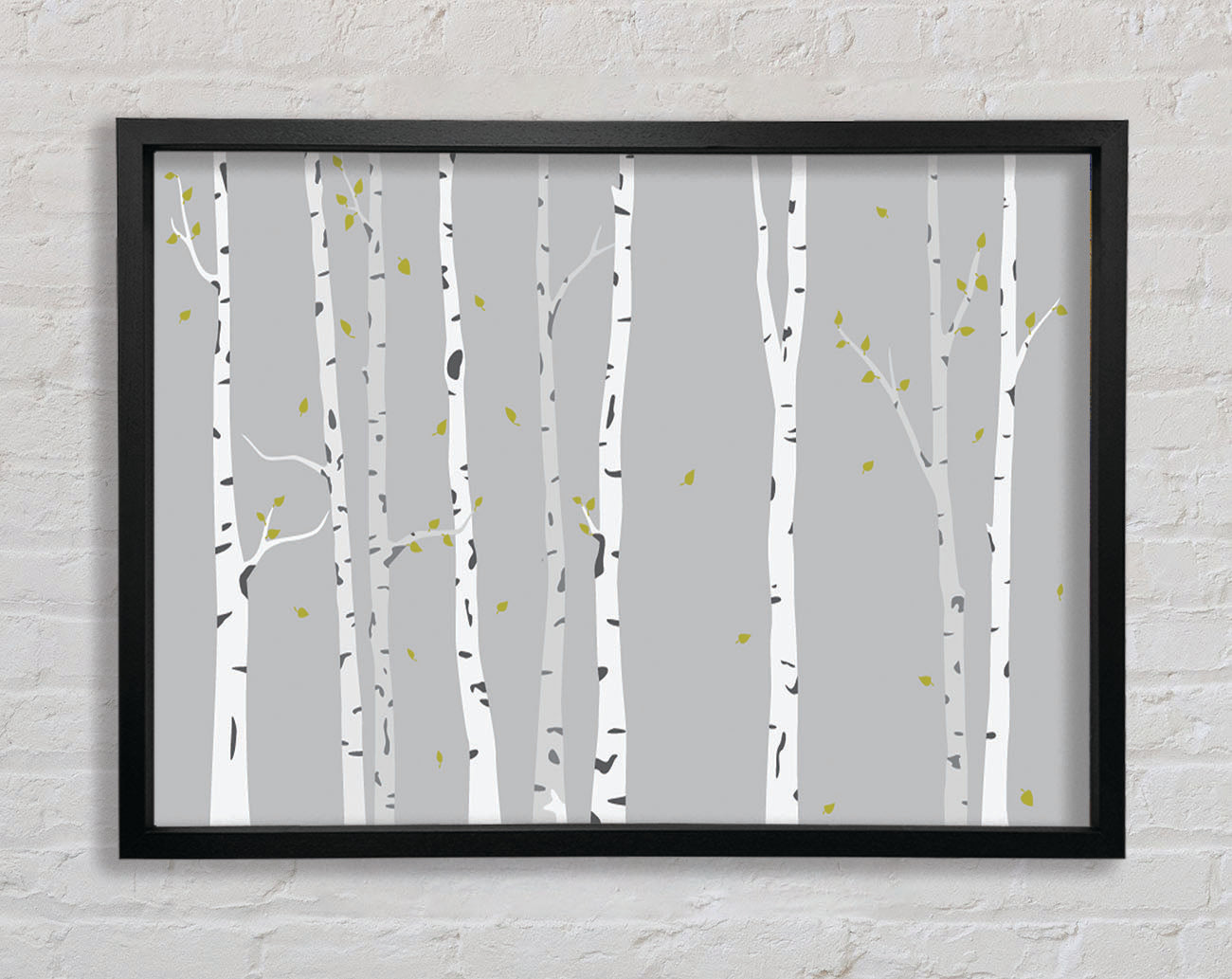 Birch Trees On Grey Framed Wall Art