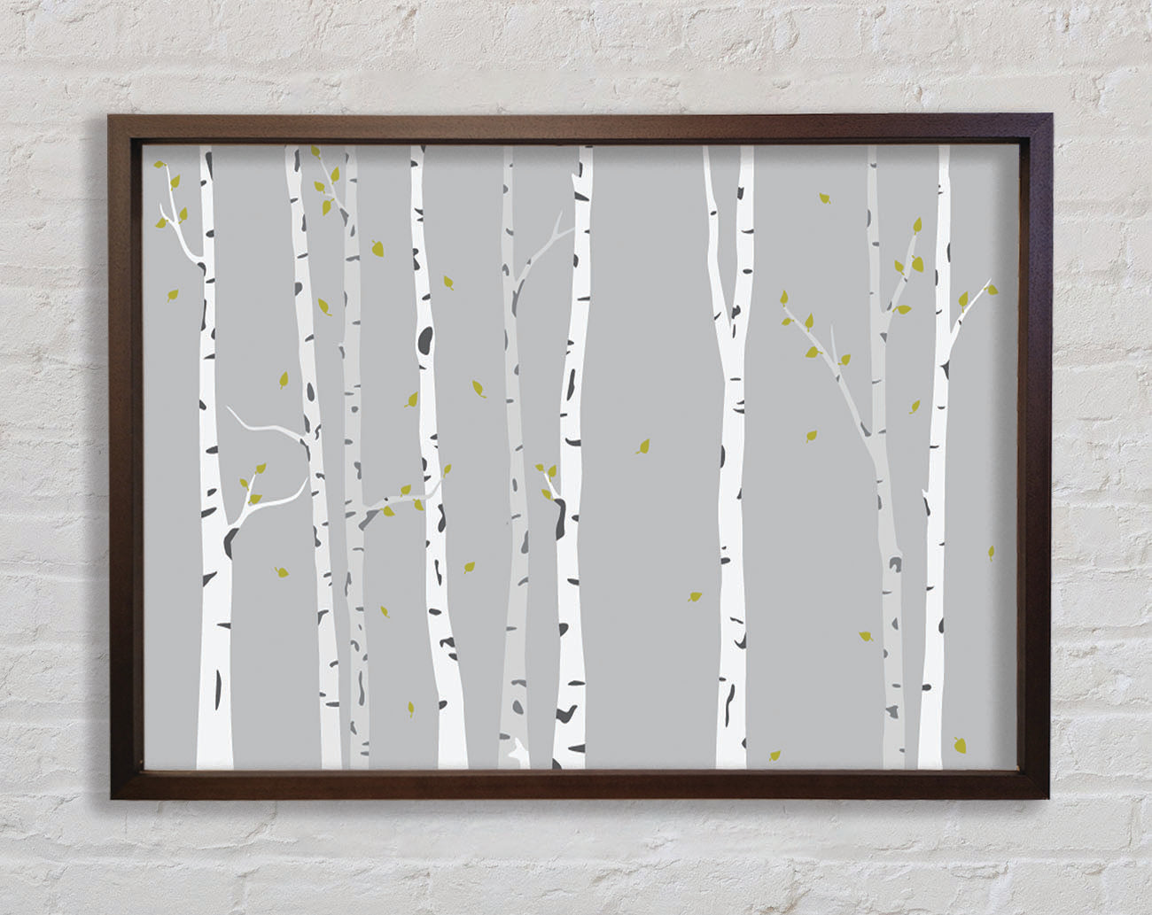 Birch Trees On Grey Framed Wall Art