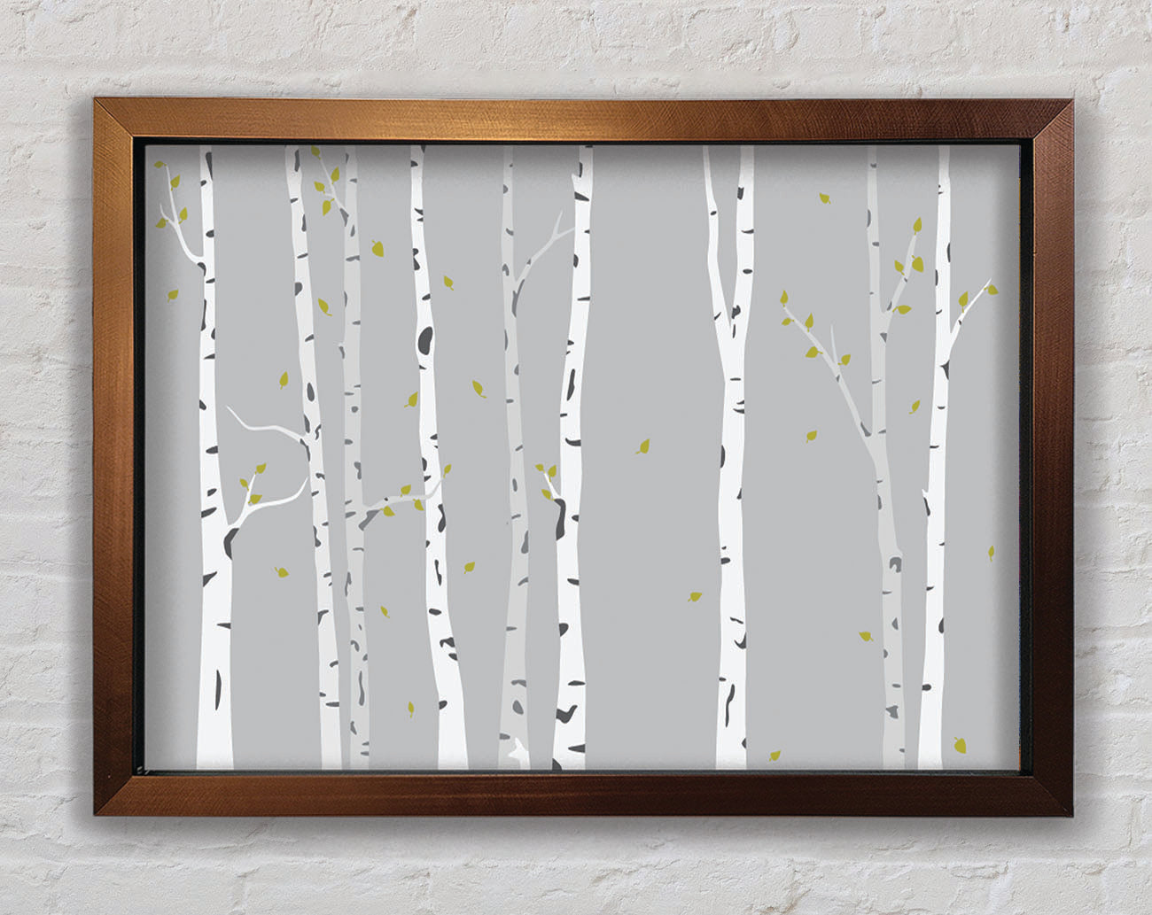 Birch Trees On Grey Framed Wall Art