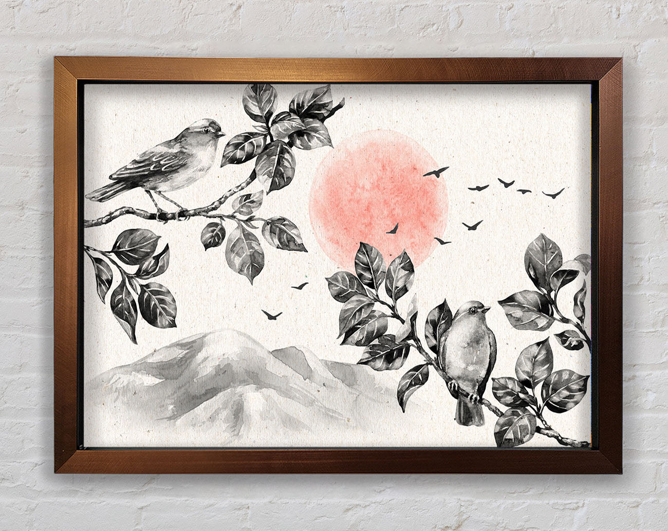 Branches Over The Japanese Sunet Framed Wall Art