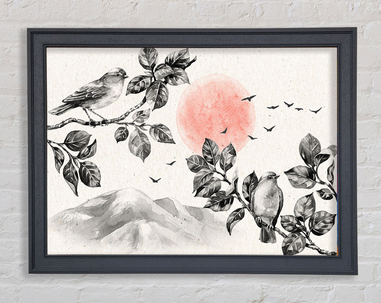 Branches Over The Japanese Sunet Framed Wall Art