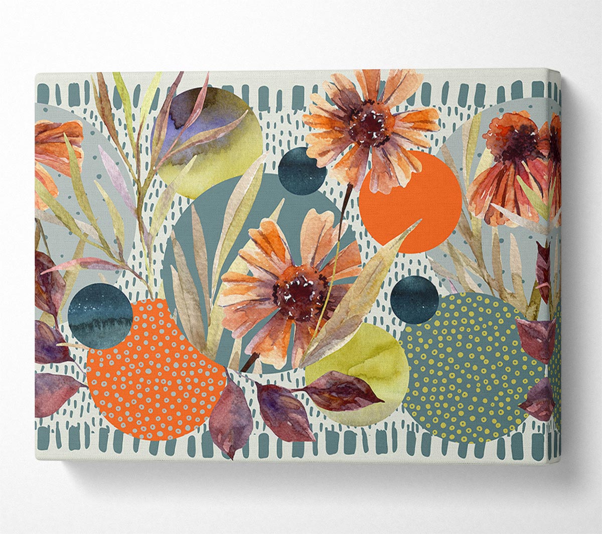 Cut Out Flowers On Abstract Canvas Wall Art