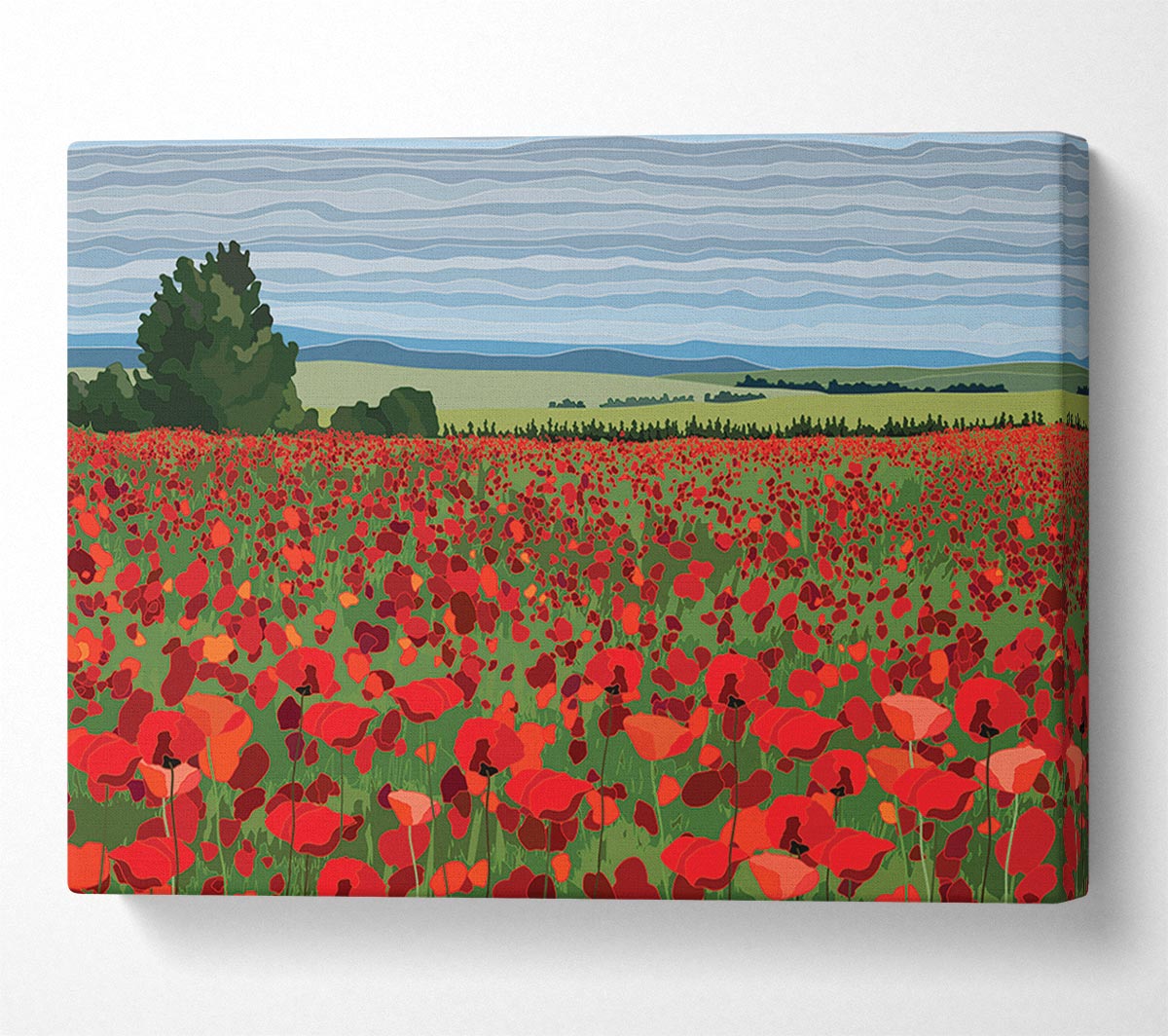 Red Poppy Field Flowers Canvas Wall Art