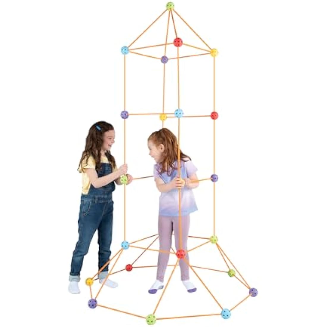 Crazy Forts - Multi Colour - Building Kit for Kids 8-12 - Indoor Creative Fort Building STEM Toys - Durable and Portable Kit for Team Building Skills and Creative Thinking – 1 Box, 69 Pcs