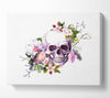 Skull Flowers And Bird Canvas Wall Art