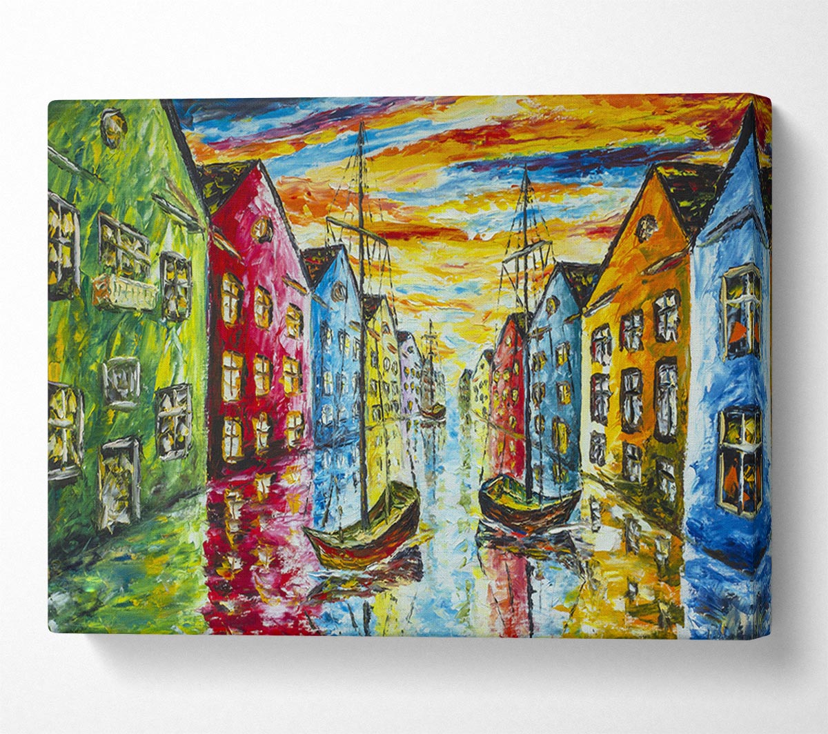 The Sea Village Painted Two Canvas Wall Art