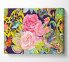Hummingbird Flowers Dark Canvas Wall Art
