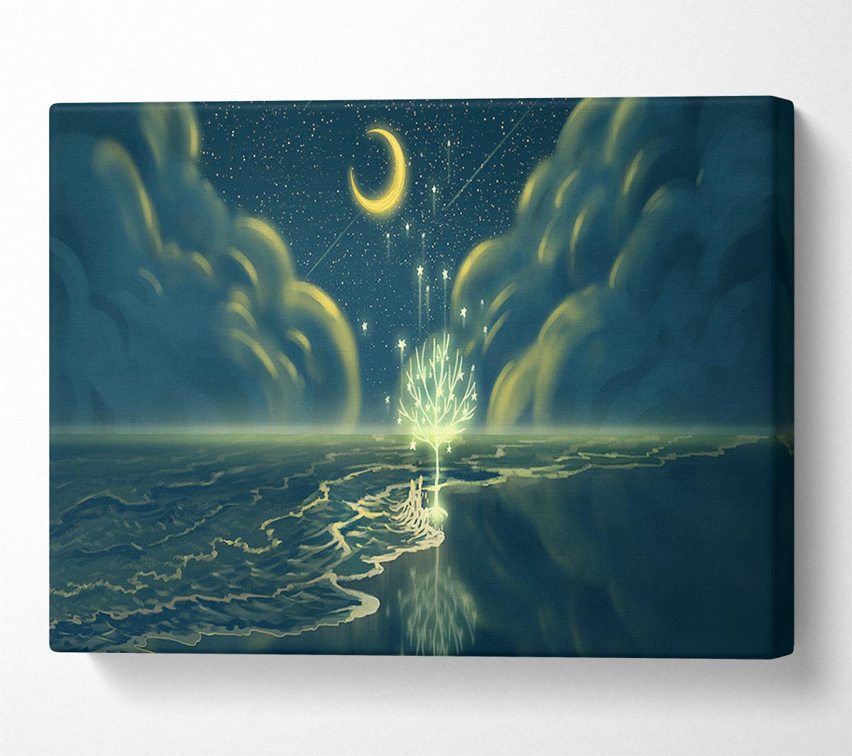 The Crescent Moon Waterline Canvas Wall Art