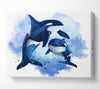 Orca Mother And Baby Canvas Wall Art