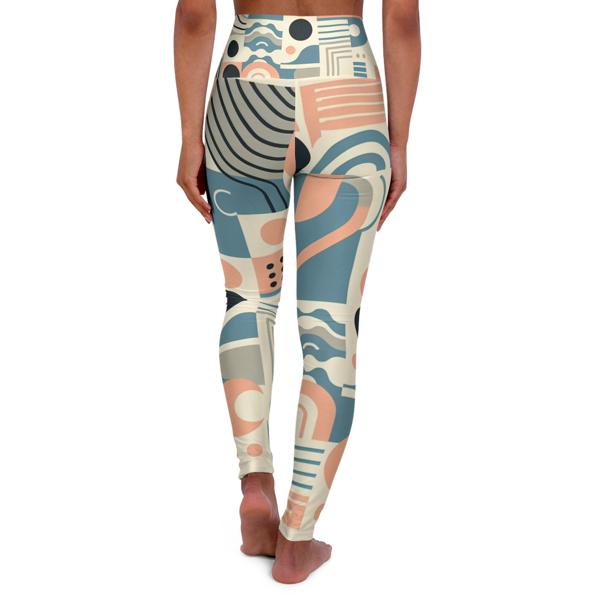 Fashion-Forward Pastel Patterned Leggings - Modern Aesthetic for Athleisure and Chic Comfort