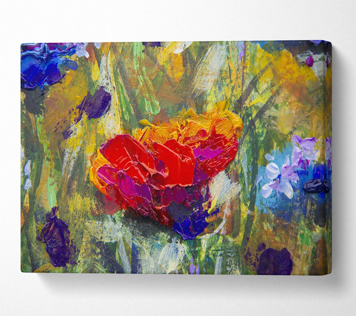 Red Flower Abstract Paints Canvas Wall Art