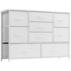 LYNCOHOME White Chest of Drawers for Bedroom, 9 Drawer Fabric Dresser Storage Organizer, Wide Dresser TV Stand for Bedroom, Living Room, Entryway, Nursery