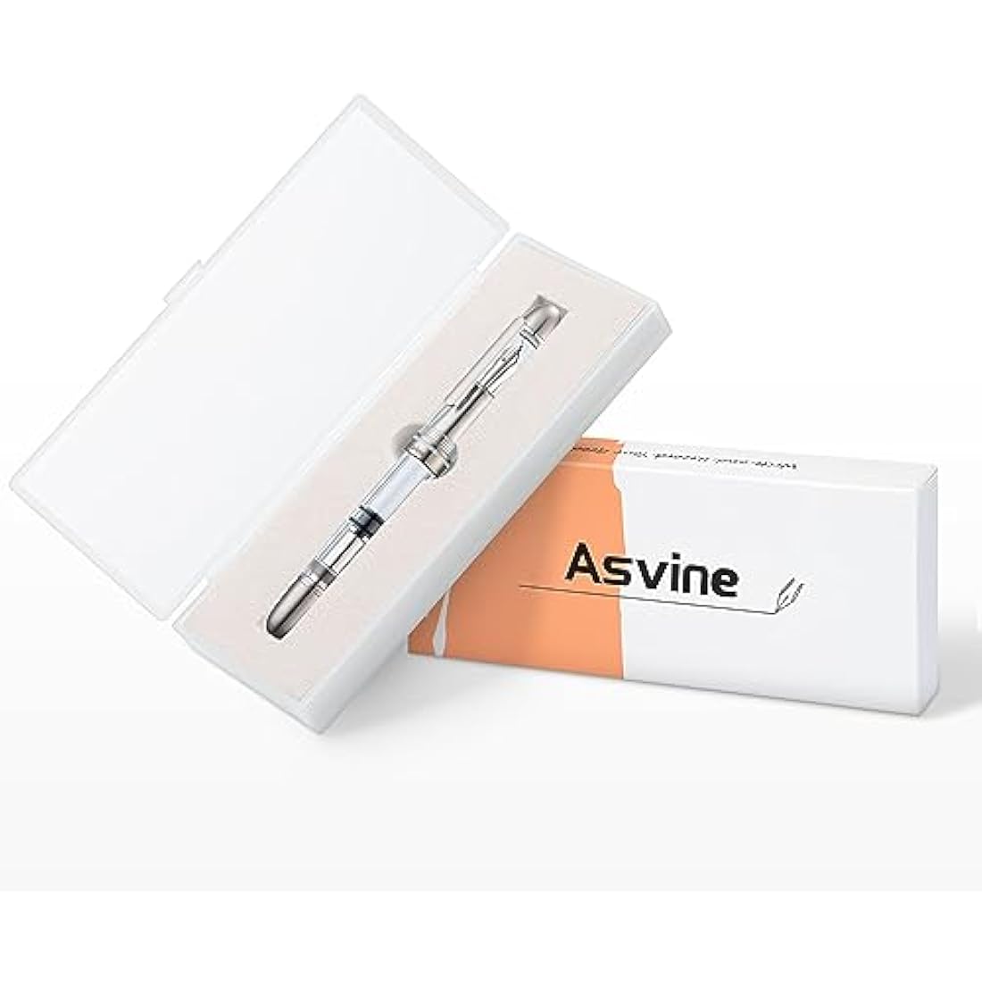 Asvine P36 Titanium Fountain Pen Piston Filling, Extra Fine Nib Clear Transparent Acrylic Smooth Writing Pen Case Set, Torpedo shape
