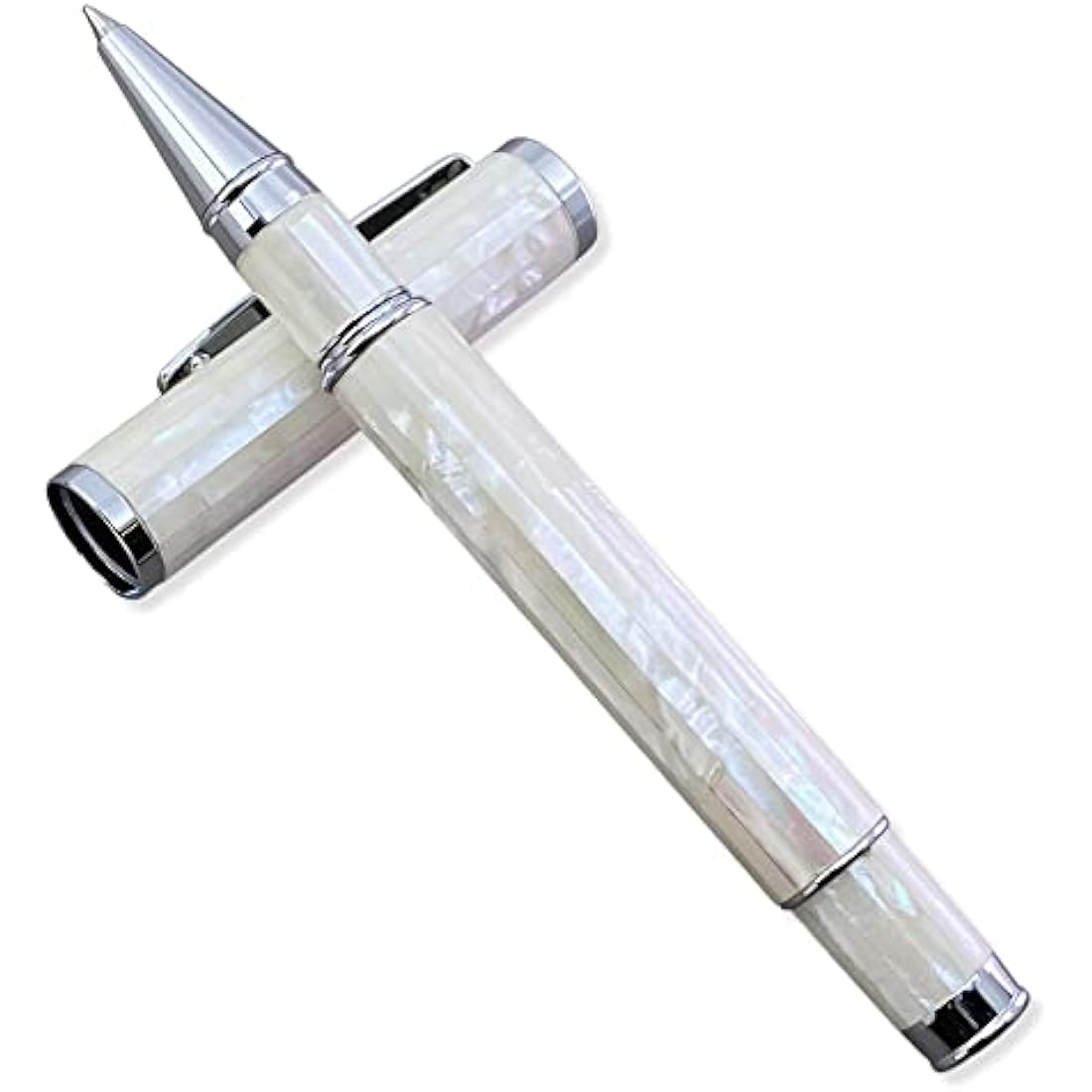 LACHIEVA LUX Stunning Mother of Pearl Rollerball Pen with Germany Refill, Luxury Gift for Women, Men, Professional for Writing (White Shell)