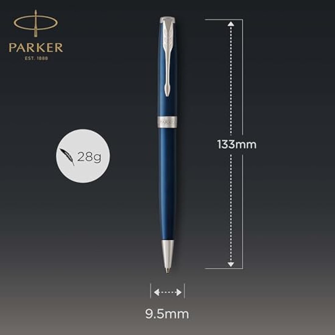 Parker Sonnet Ballpoint Pen | Blue Lacquer with Palladium Trim | Medium Point Black Ink | Gift Box