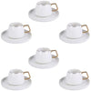 KARACA Saturn Gold Turkish Coffee Cup Set for 6 People, 12 Piece Espresso Cups with Saucers, Small Porcelain Modern Set for Serving Greek, Arabic Coffee (100ml)