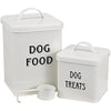 Morezi Pet Food and Treats Containers Set with Scoop for Cats or Dogs - Cream Powder-Coated Carbon Steel - Tight Fitting Lids - Storage Canister Tins - Dog Food