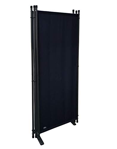 Paravent 170 x 165 cm Fabric Room Devider Garden 3-Part Patrition Wall Foldable Balcony Privacy Screen Black