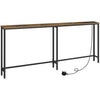 HOOBRO Slim Console Table with Charging Station, 180 cm Long Hallway Table with USB Ports, Behind Sofa Table Narrow for Hallway, Entryway, Foyer, Living Room, Rustic Brown and Black EBF185KXG01