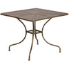 Flash Furniture Oia Commercial Grade 35.5" Square Gold Indoor-Outdoor Steel Patio Table with Umbrella Hole