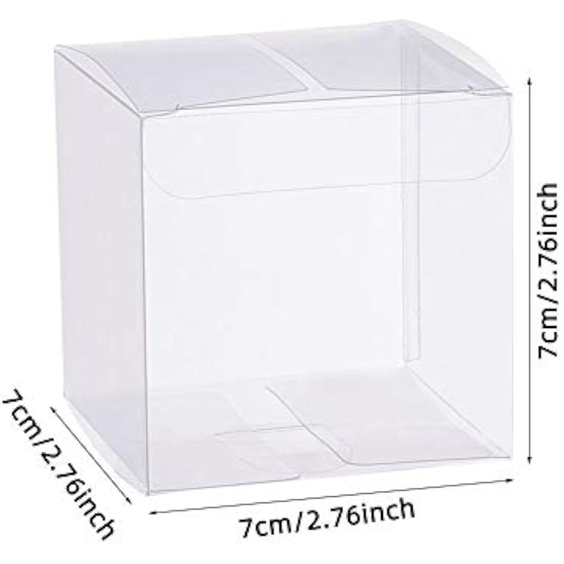 BENECREAT 50PCS 7x7x7cm Clear Cube Wedding Favour Boxes PVC Transparent Cube Gift Boxes for Birthday Candy Chocolate Cake Balloon