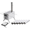 TOMOUNT Tent Stove Wood Burning Stove, Portable Compact Stainless Steel Camping Cookware with Chimneys High Temperature Resistant, Camp Stove for Tents, Lodging and Hiking